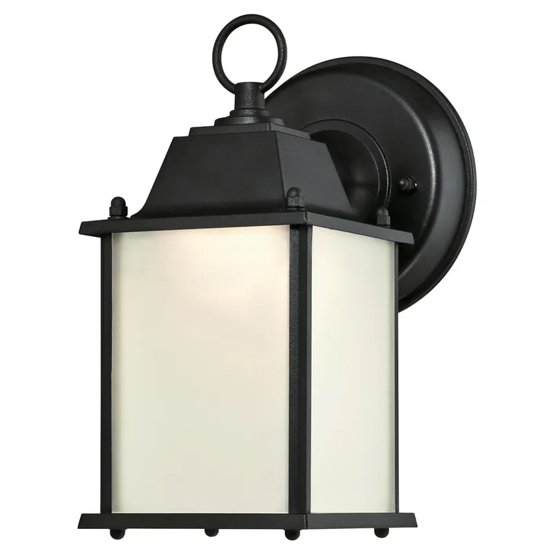 Led Wall Lantern Fixture, Frosted Glass, Black, 8-1/2 X 4-1/2 In.