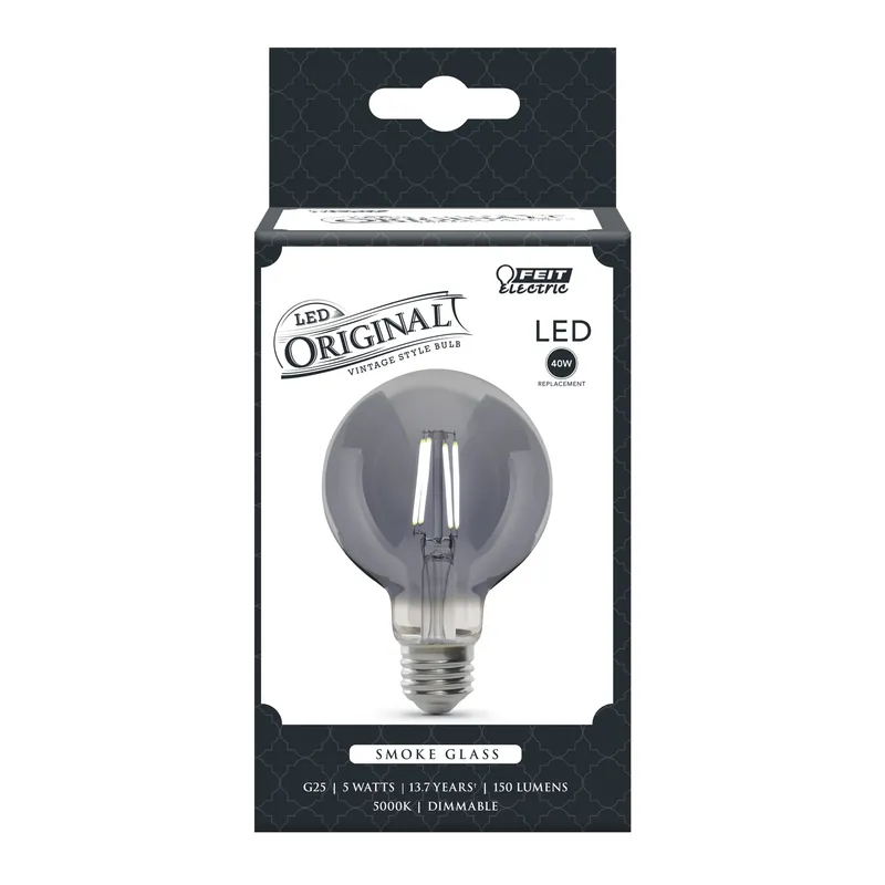 G25 E26 (medium) Filament Led Bulb Smoke Daylight 40 Watt Equivalence 1 Pk