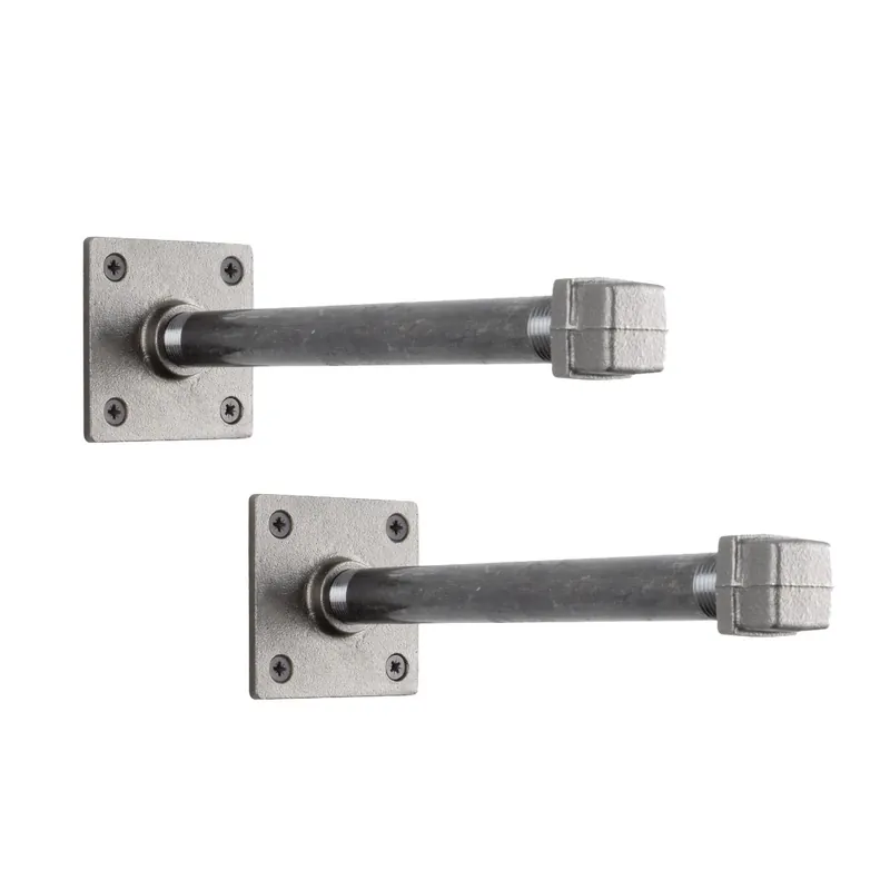 Black Steel Shelf Bracket 8 In. L Heavy-duty Industrial Design