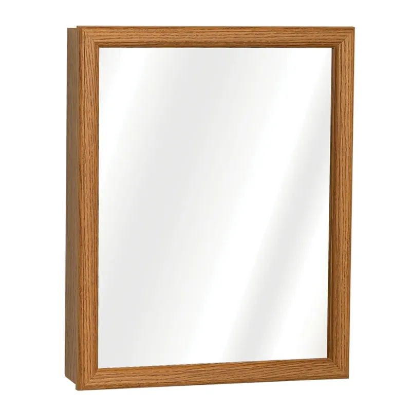Medicine Cabinet, Oak Frame, 15.5 X 19.25 In.