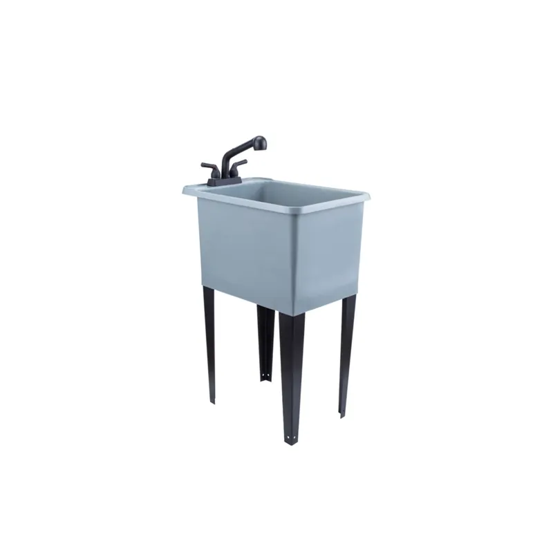 Gray/black Space-saving Laundry Utility Sink, Black Pull-out Faucet