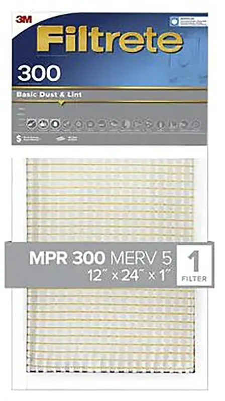 12 In. W X 24 In. H X 1 In. 300 Mpr Pleated Air Filter 1 Pk