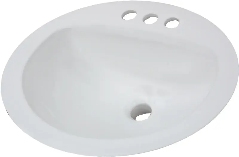 Aqualyn Drop In Lavatory Sink, White Oval, 20 X 17 In.