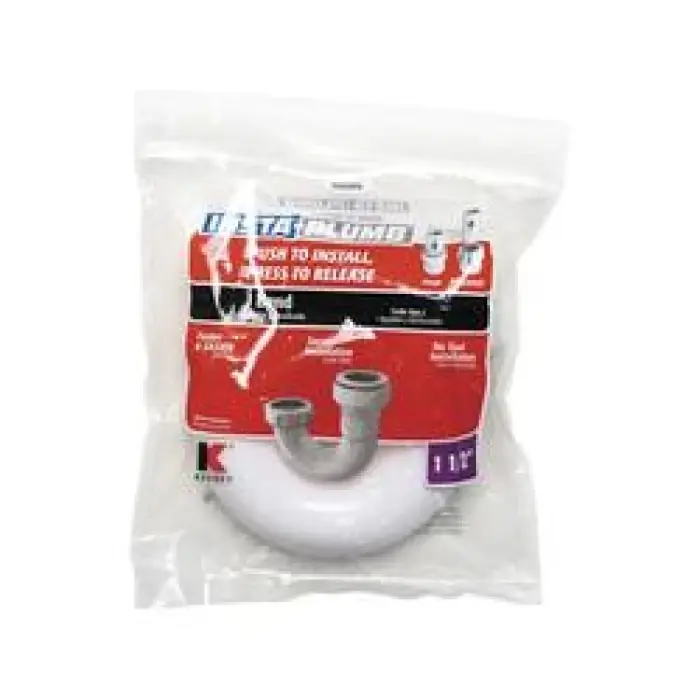 Insta-plumb Push-fit Bathroom Sink P-trap, White, 1-1/2 In.
