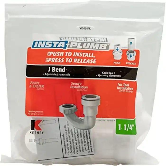 Insta-plumb Push-fit Bathroom Sink P-trap, White, 1-1/4 In.