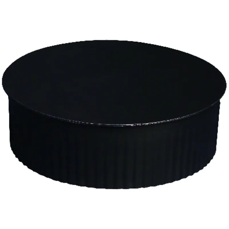 Black Stove Pipe Clean Out Tee Cap With Crimp, 24 Gauge, 7 In.