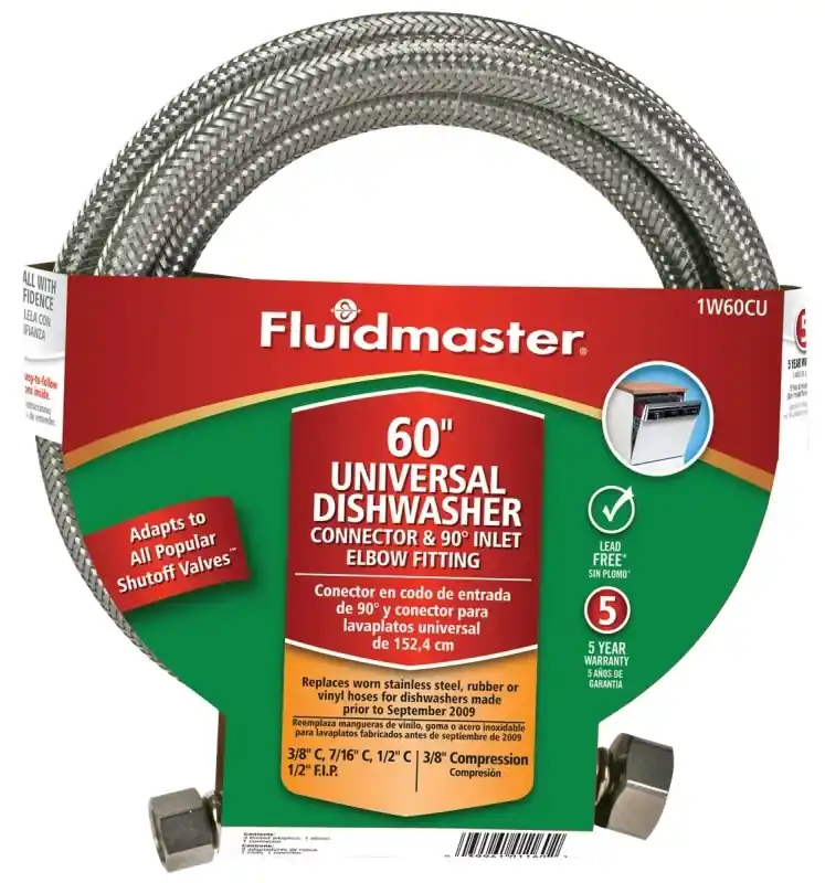 Universal Fit 60 In. Braided Stainless Steel Dishwasher Connector
