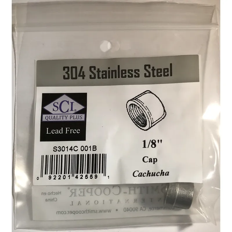 1/8 In. Fpt X 1/8 In. D Fpt Stainless Steel Cap - 0.53 In. Length