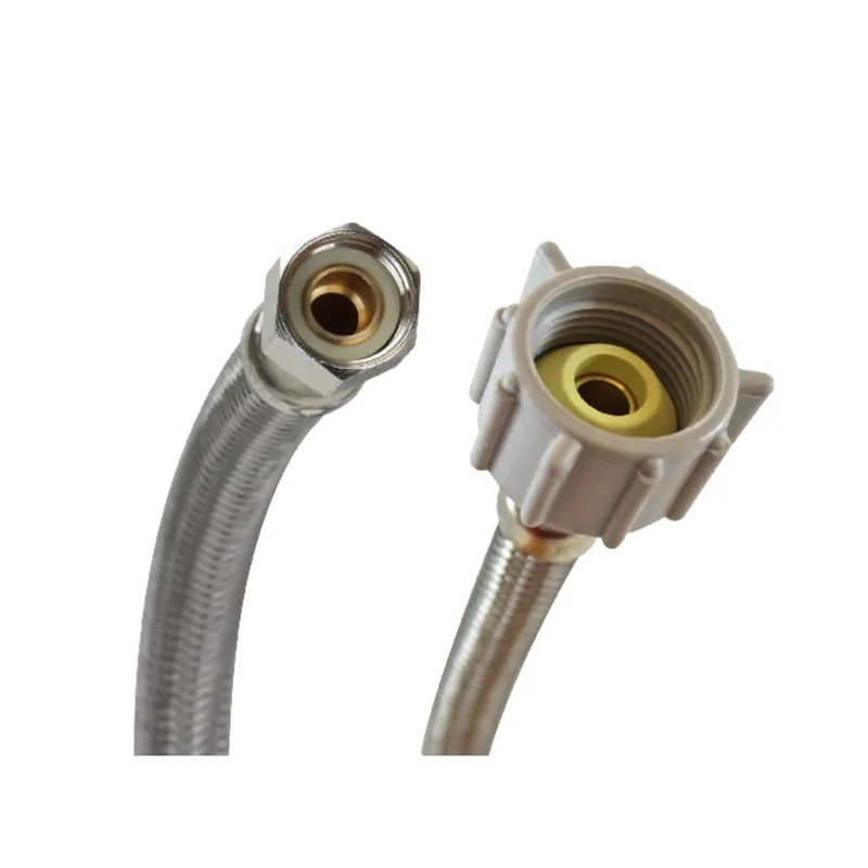 9 In. Toilet Connector, Braided Stainless Steel, 3/8 Compression X 7/8 In. Female Ballcock Thread