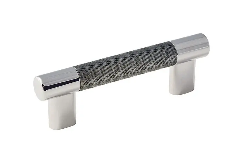 Esquire Contemporary Bar Cabinet Pull 3 In. & 3-3/4 In. Gunmetal/polished Nickel Gray 1 Pk