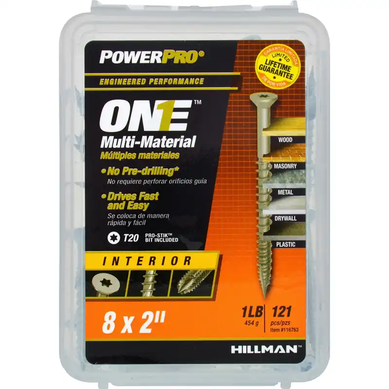 Power Pro No. 8 Ga. X 2 In. L Star Flat Head Coarse Multi-material Screws