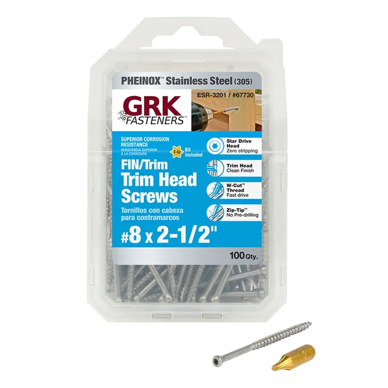 No. 8 In. X 2-1/2 In. L Star Trim Head W-cut Trim Screws
