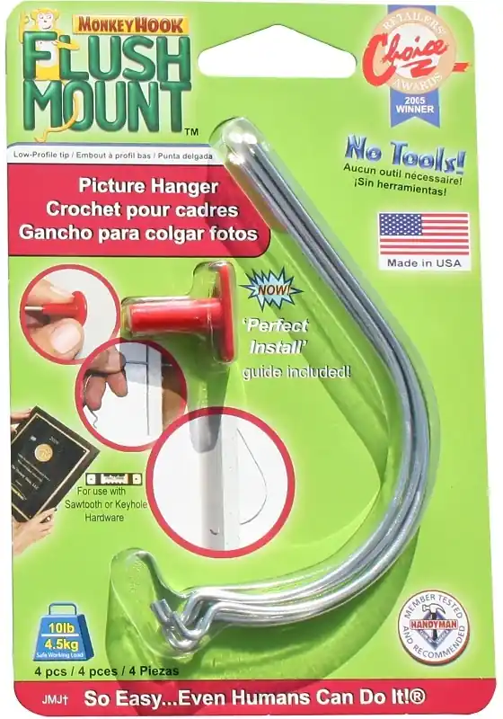Flush-mount Galvanized Silver Picture Hanger 10 Lb 4 Pk