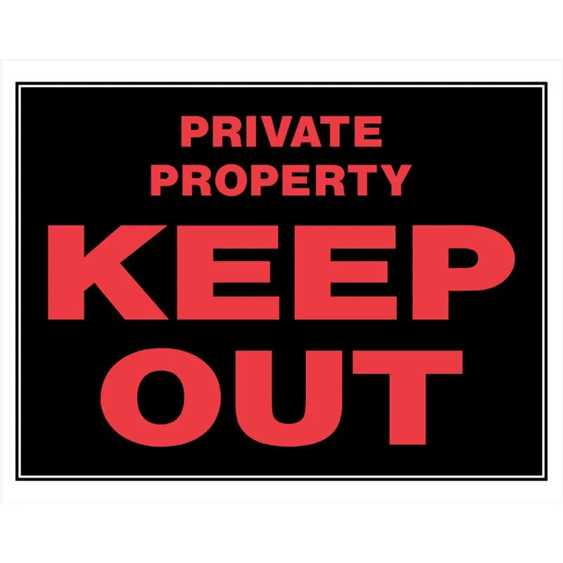 15×19 In. Black Plastic Private Property Sign – Red Text