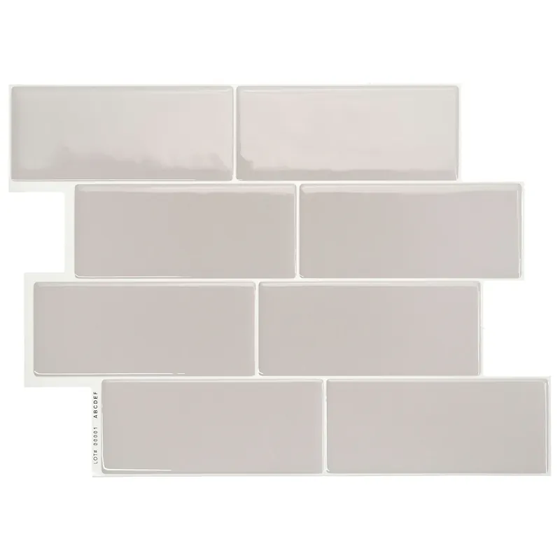 8.38 In. W X 11.56 In. L Gray Mosaic Vinyl Adhesive Wall Tile 4 Pc