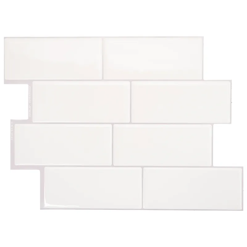 8.38 In. W X 11.56 In. L White Mosaic Vinyl Adhesive Wall Tile 4 Pc