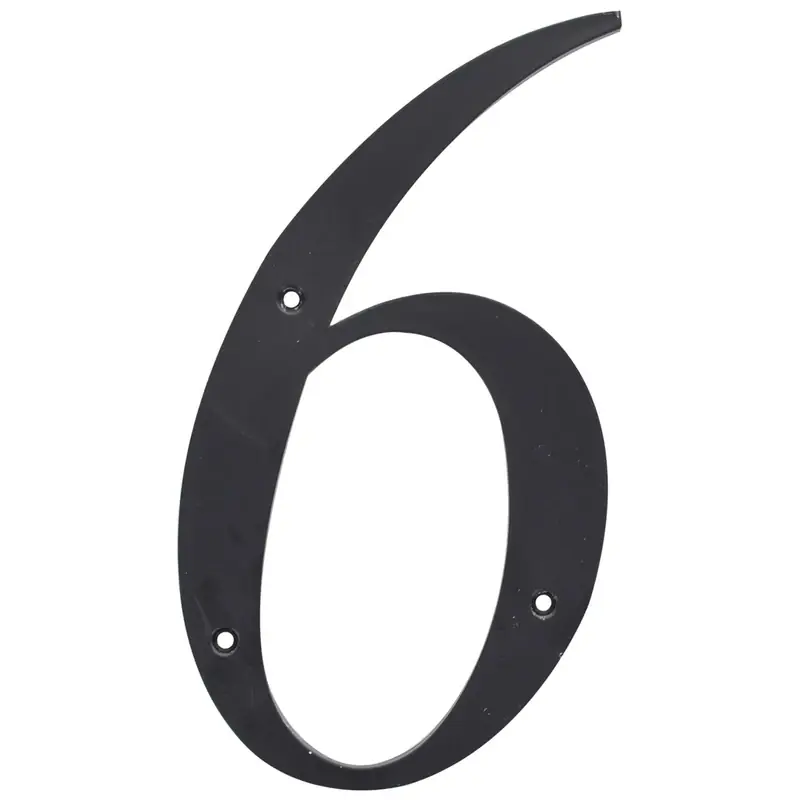 6 In. Reflective Black Plastic Nail-on Number 6 1 Pc