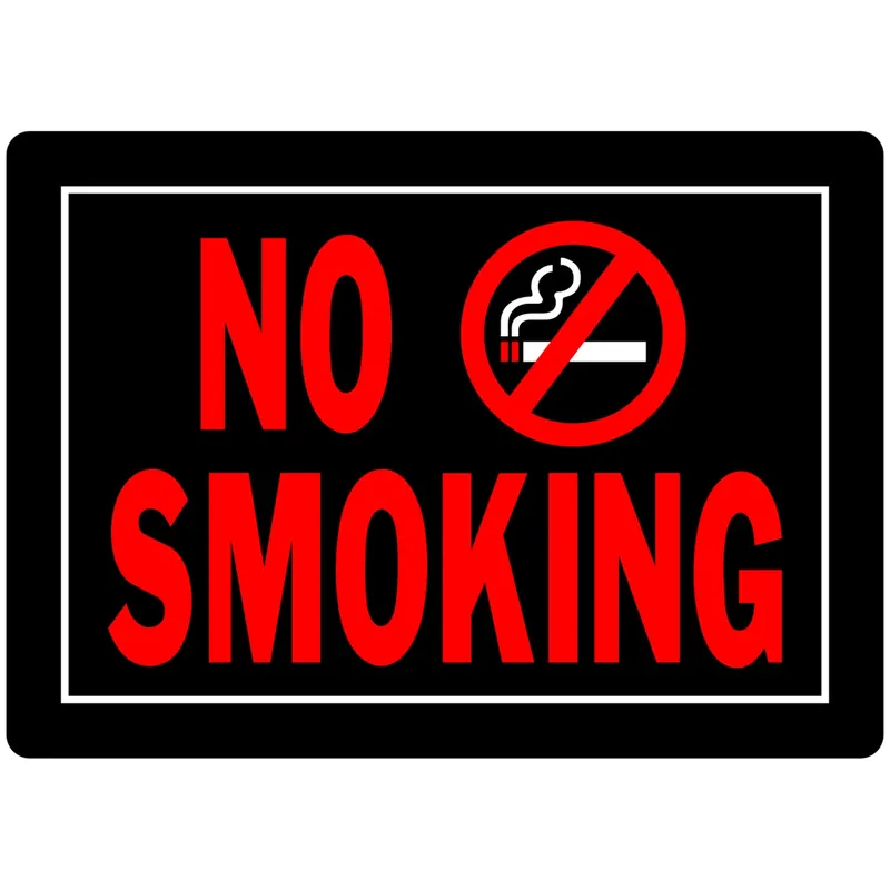 English Black No Smoking Sign 10 In. H X 14 In. W Aluminum