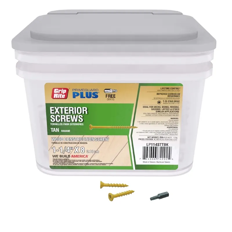 Primeguard Plus No. 8 X 1-1/4 In. Tan Star Flat Head Deck Screws 25 Lb Bucket