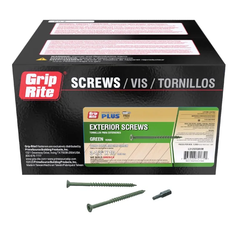 Grip-rite Primeguard Plus No. 10 Wire X 3-1/2 In. L Green Star Flat Head Deck Screws 1000 Pk