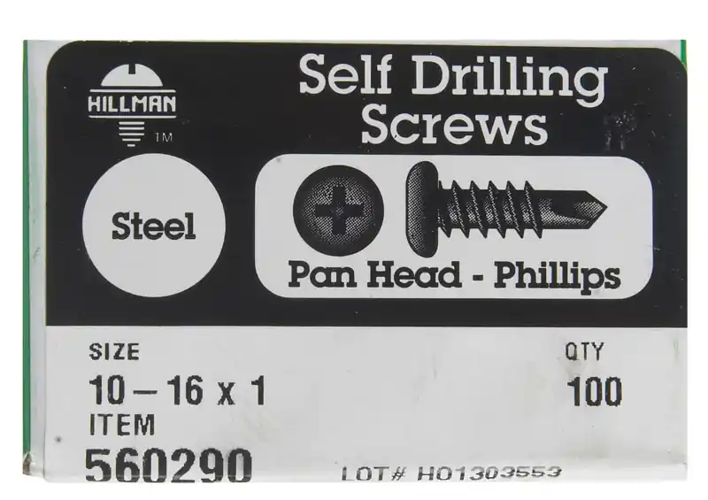 No. 10-16 Ga. X 1 In. L Phillips Pan Head Self-drilling Screws 100 Pk