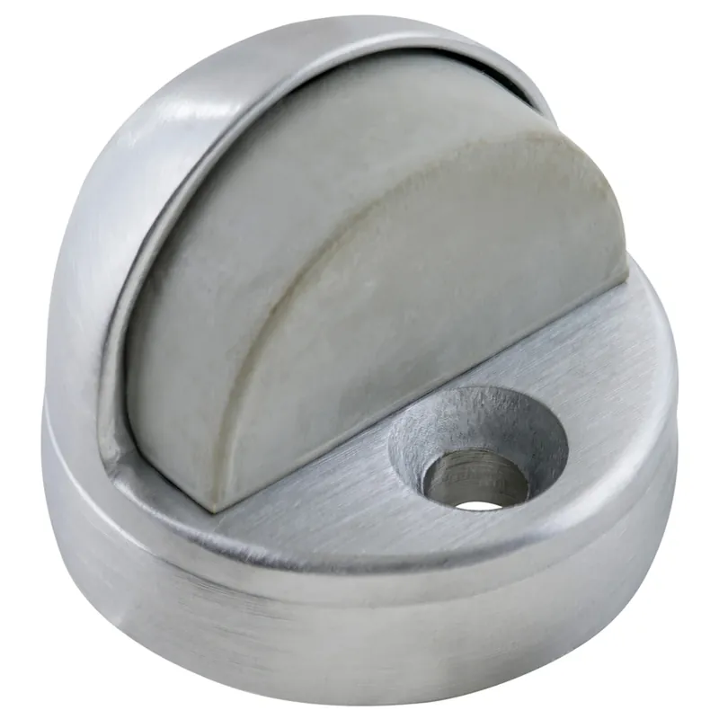 Brass Satin Chrome Door Stop - Floor Mounted, 1.5 In Height, Model Bc40074