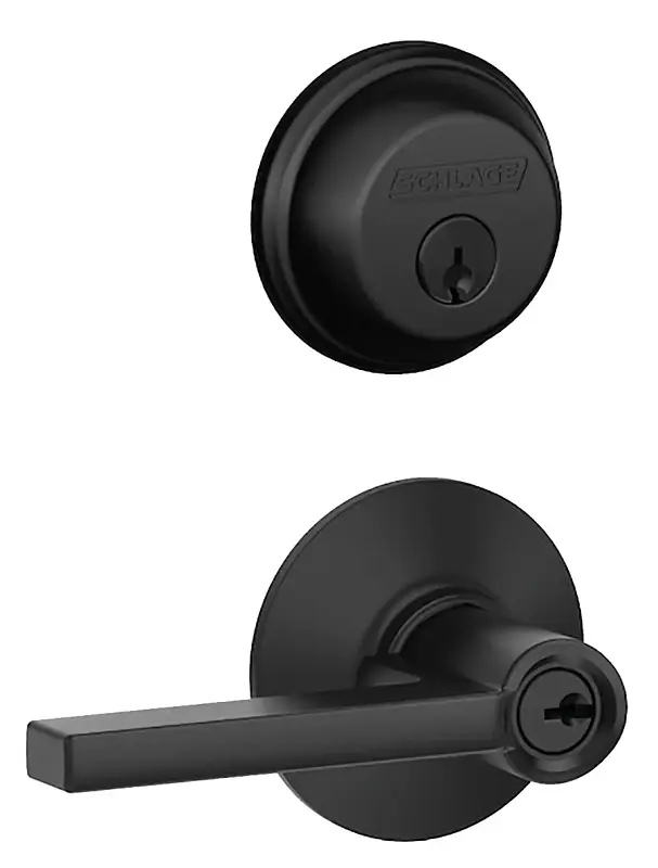 Single Cylinder Deadbolt Lock, Keyed Entry Lever, Matte Black