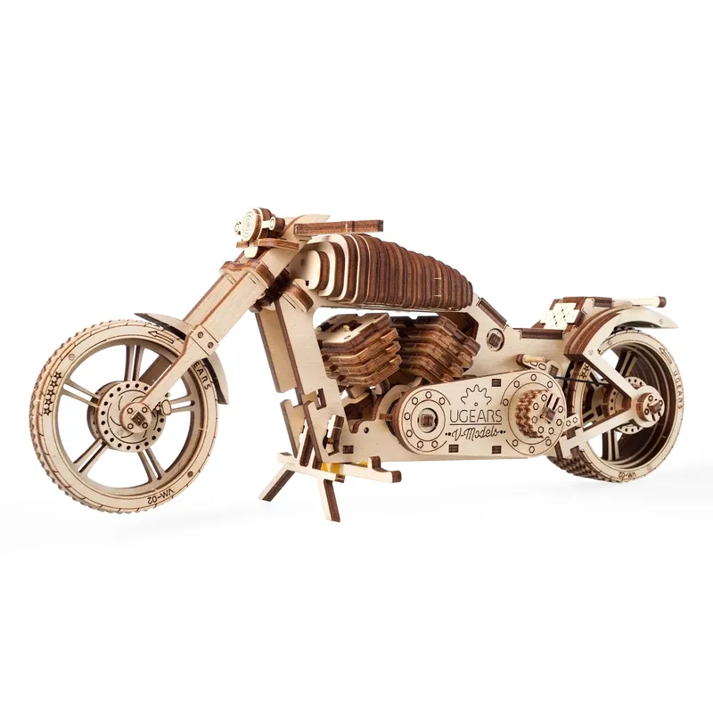 Vm-02 Mechanical Wooden Model Kit - 3d Motorcycle Puzzle
