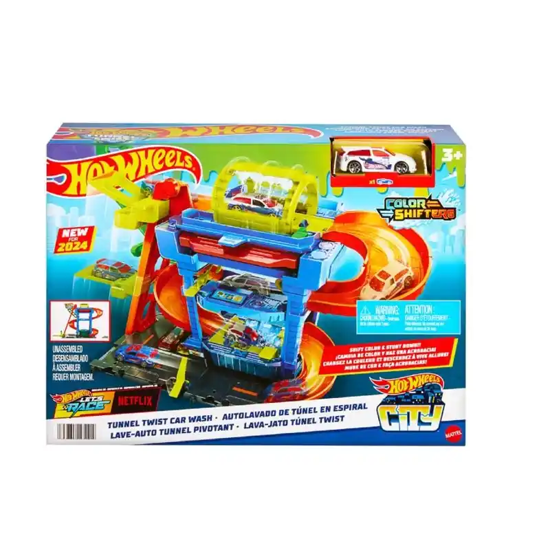 Hot Wheels City Tunnel Twist Car Wash Multicolored 18 Piece Set