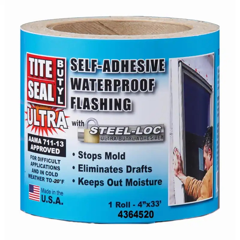 Flashing, Self-adhesive, Waterproof, White Butyl, 4-in. X 33-ft.
