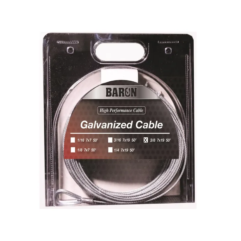 Galvanized Steel 3/8 In. Diameter X 50 Ft. Length Aircraft Cable