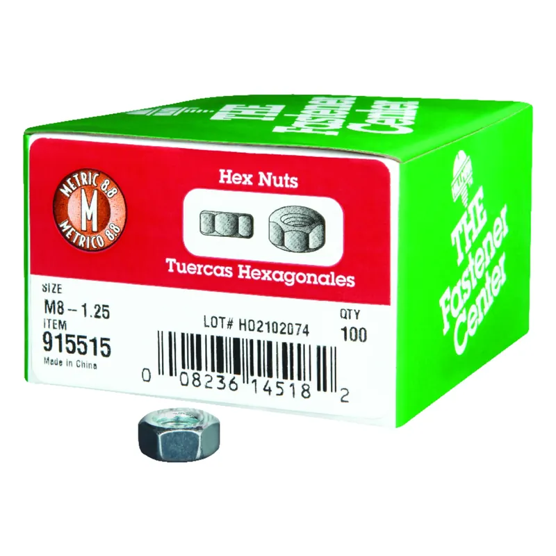 M8-1.25 Mm Zinc-plated Steel Metric Hex Nut 100 Pk