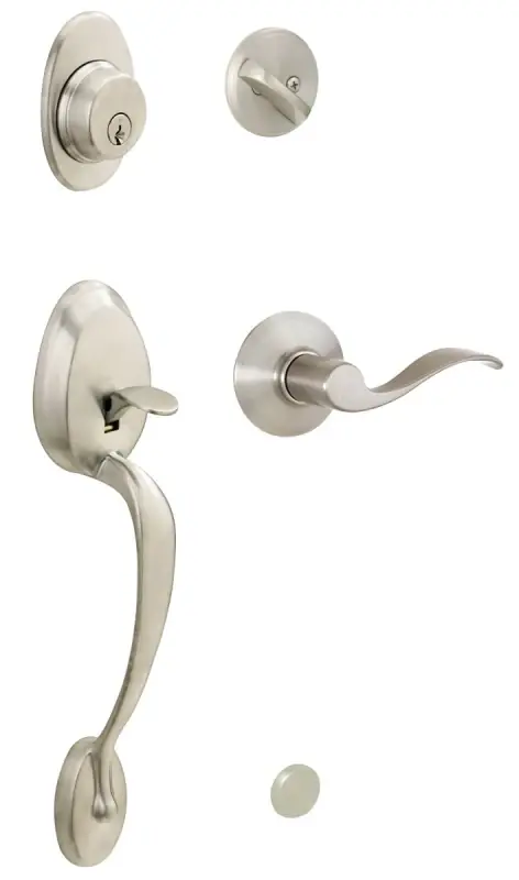 Plymouth Design Handleset, Single Cylinder, Satin Nickel
