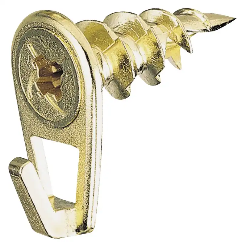 Brass-plated Gold Self-drilling Picture Hanger 35 Lb 2 Pk