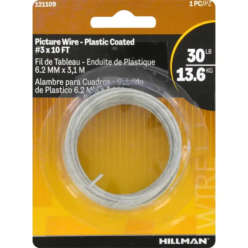 Plastic Coated Silver Picture Wire 30 Lb 1 Pk