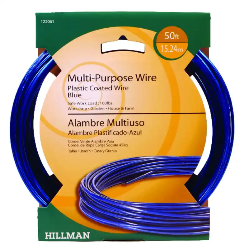Galvanized Guy-a-wire, Blue Plastic Coated, 50-ft.