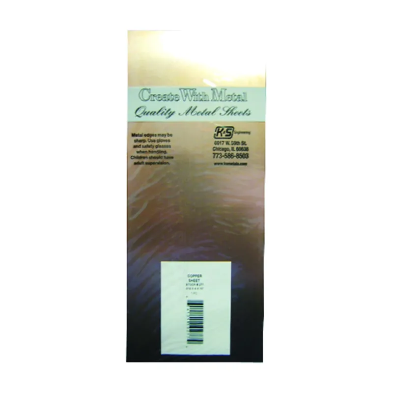 4 In. X 10 In. X 0.016 In. Copper Sheet Metal Stock