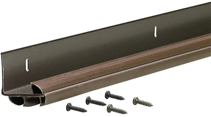 Door Bottom With Vinyl Fins, L-shaped, Brown, 36-in.