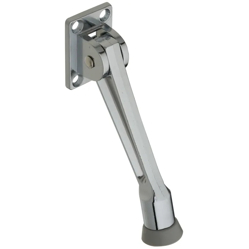 Doorstop, Wall-mount, Kick-down, Chrome, 5 In.