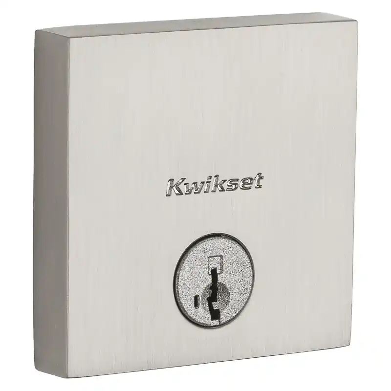 Downtown Square Single-cylinder Deadbolt Lock, Smartkey Security, Satin Nickel