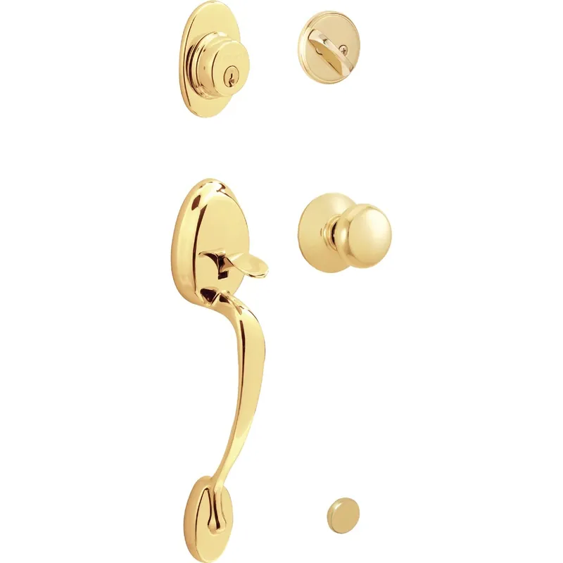 Plymouth Exterior Door Handleset, Flair Design, Bright Brass