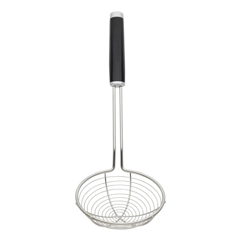 Stainless Steel Asian Strainer With Ergonomic Handle And Extra-wide Basket