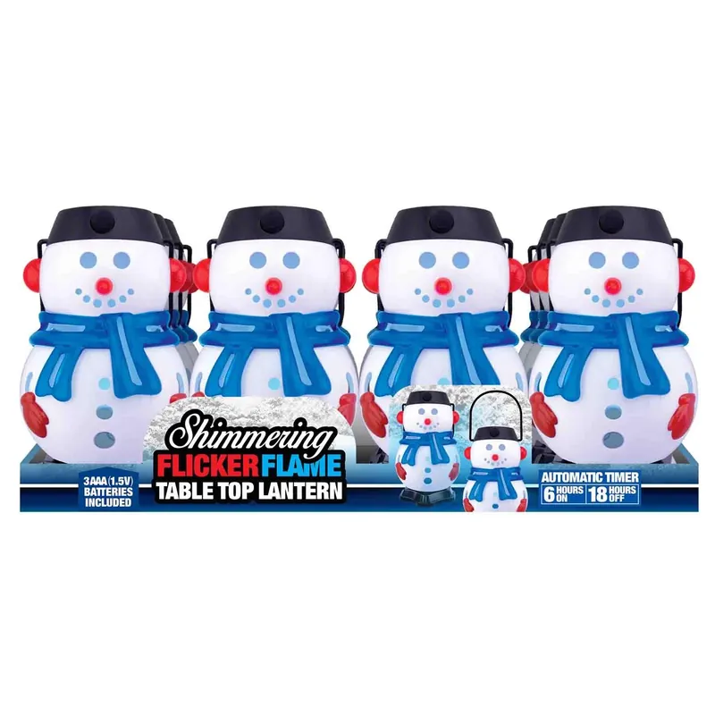 Magic Seasons Snowman Flicker Flame Tabletop Lantern 1 Pk