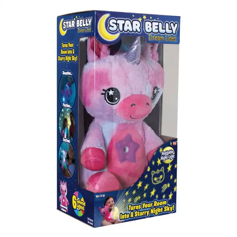 Dream Lites Huggable Night Light, Unicorn, Starry Light Projection, Pink
