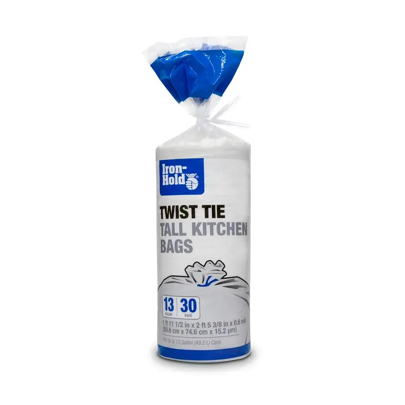 Iron-hold 13 Gal No Scent Tall Kitchen Bags Twist Tie 30 Pk