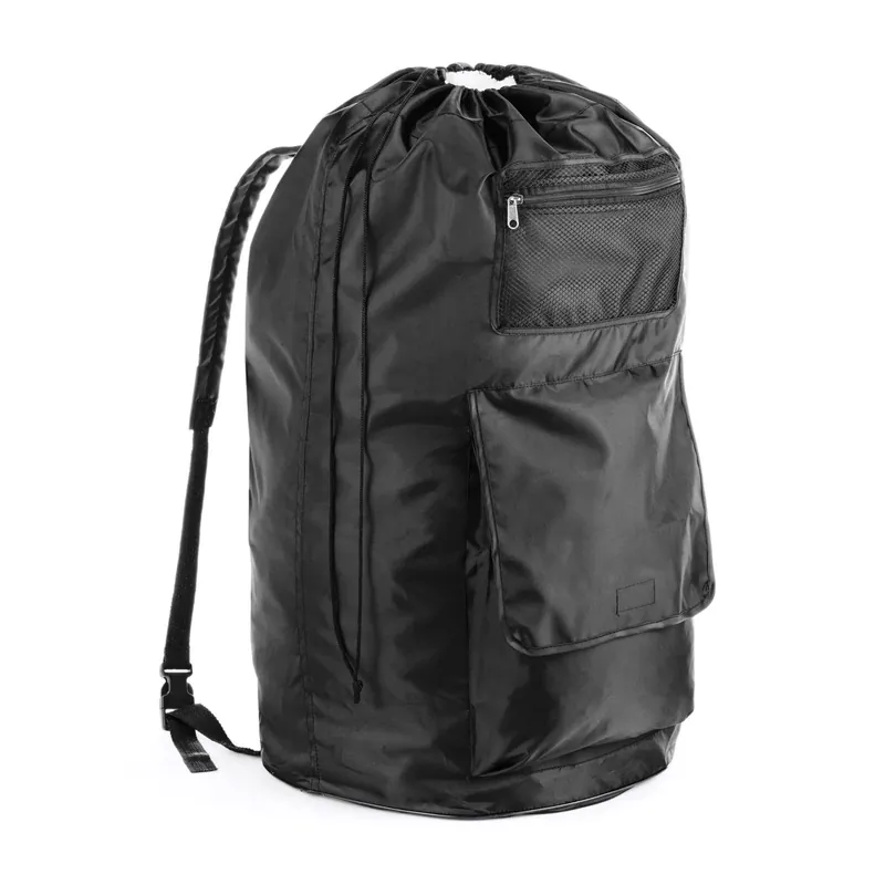 Duraclean Black Polyester Collapsible Laundry Bag With Adjustable Straps