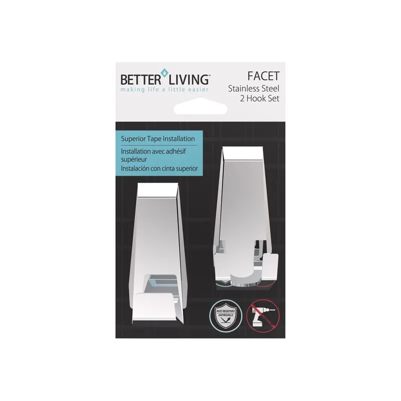 Facet Silver Bath Hook 3.38 In. H X 1.25 In. W X 1.5 In. L