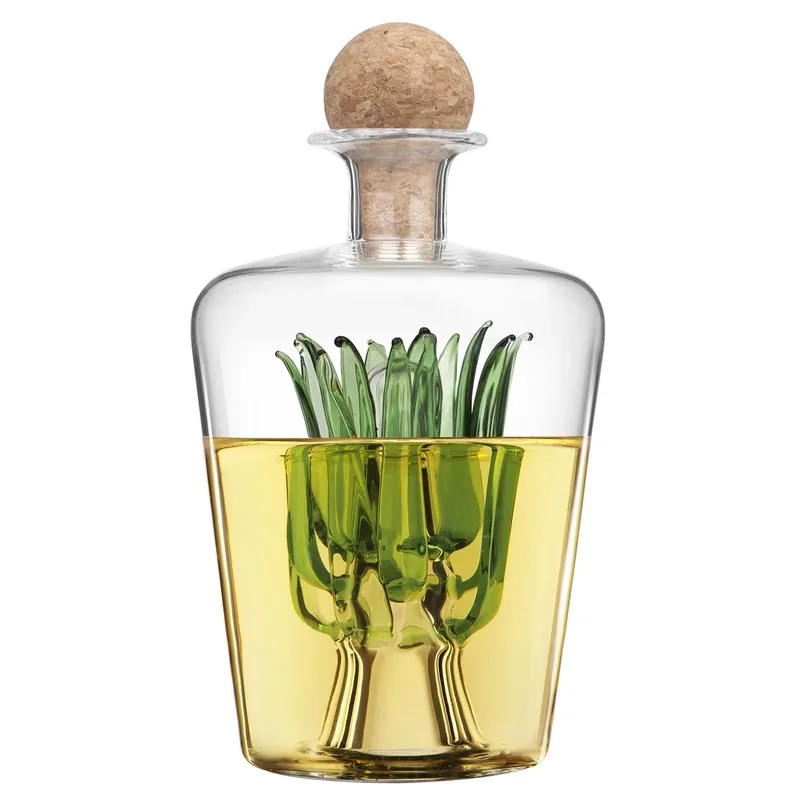 28.7 Oz Clear Glass Tequila Decanter With Agave Design