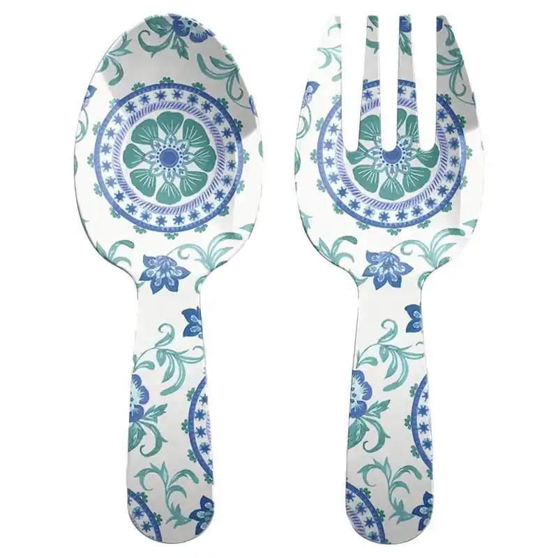 Multicolored Melamine Artisan Salad Server 2 Pc