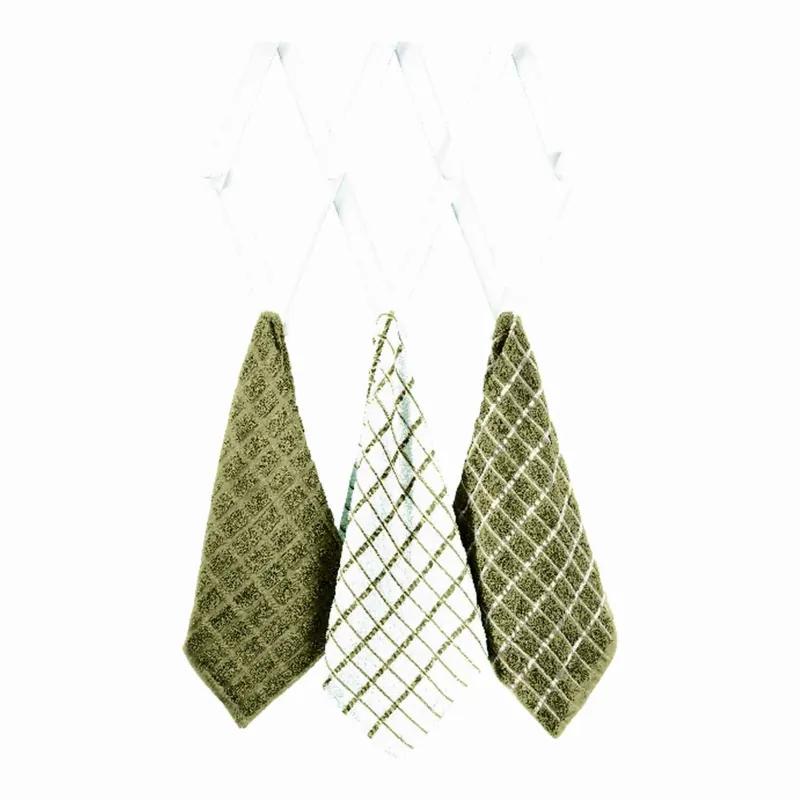 Mocha Cotton Check Kitchen Towel 3 Pk